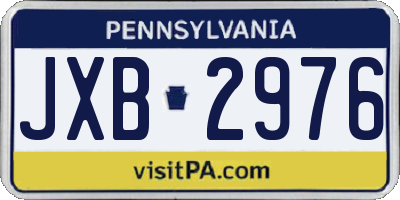PA license plate JXB2976