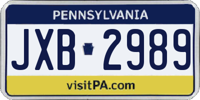 PA license plate JXB2989