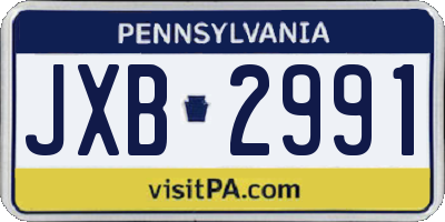 PA license plate JXB2991