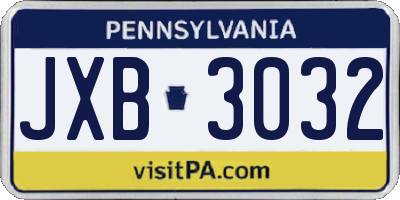 PA license plate JXB3032