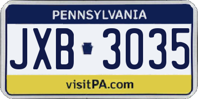 PA license plate JXB3035