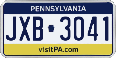 PA license plate JXB3041