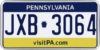 PA license plate JXB3064