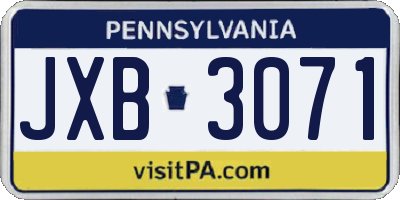 PA license plate JXB3071