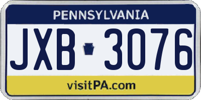 PA license plate JXB3076