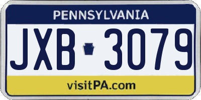 PA license plate JXB3079
