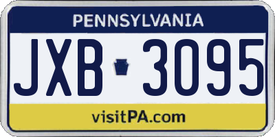 PA license plate JXB3095