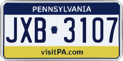 PA license plate JXB3107