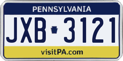 PA license plate JXB3121