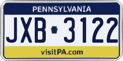 PA license plate JXB3122