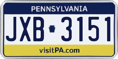 PA license plate JXB3151