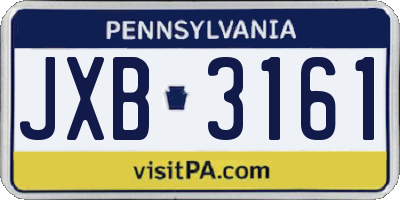 PA license plate JXB3161