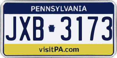 PA license plate JXB3173