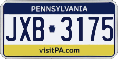 PA license plate JXB3175