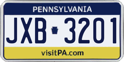 PA license plate JXB3201
