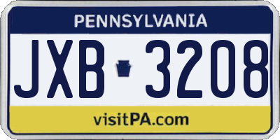 PA license plate JXB3208