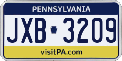 PA license plate JXB3209