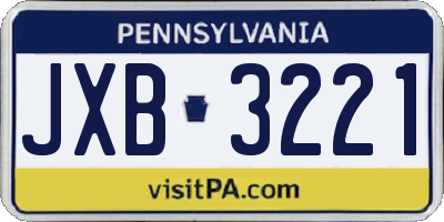 PA license plate JXB3221