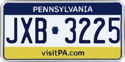 PA license plate JXB3225