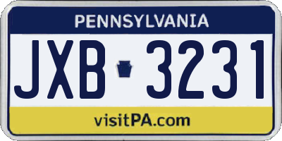 PA license plate JXB3231