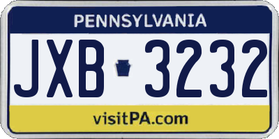 PA license plate JXB3232