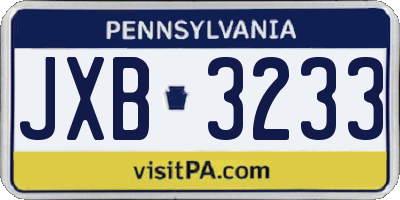 PA license plate JXB3233