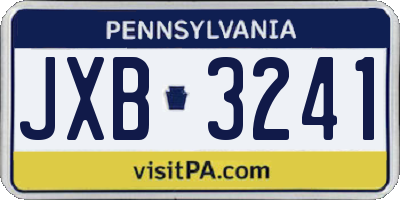 PA license plate JXB3241