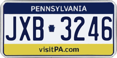 PA license plate JXB3246