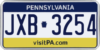 PA license plate JXB3254