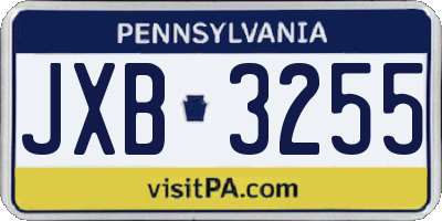 PA license plate JXB3255