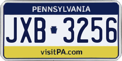 PA license plate JXB3256