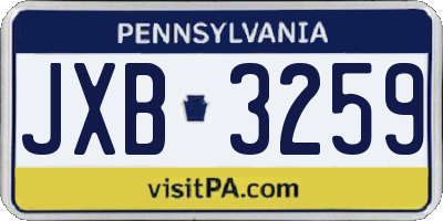 PA license plate JXB3259
