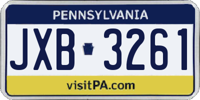 PA license plate JXB3261