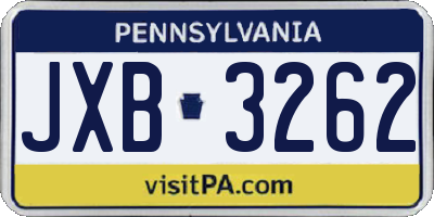 PA license plate JXB3262