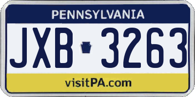 PA license plate JXB3263