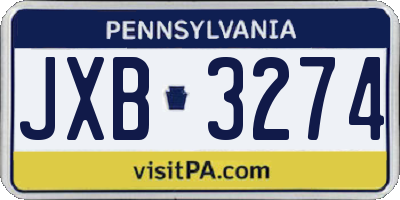 PA license plate JXB3274