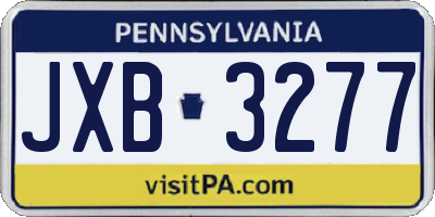 PA license plate JXB3277