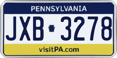 PA license plate JXB3278
