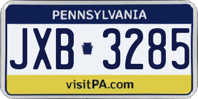 PA license plate JXB3285