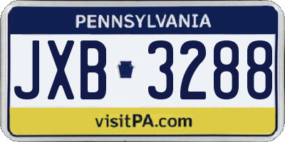 PA license plate JXB3288