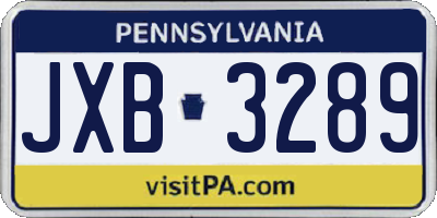 PA license plate JXB3289