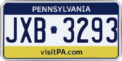 PA license plate JXB3293