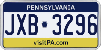 PA license plate JXB3296