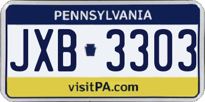 PA license plate JXB3303
