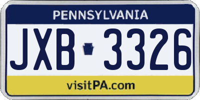PA license plate JXB3326