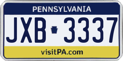 PA license plate JXB3337