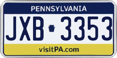 PA license plate JXB3353