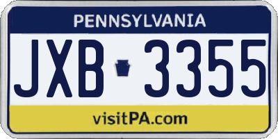 PA license plate JXB3355