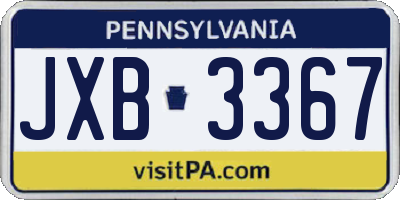 PA license plate JXB3367