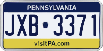 PA license plate JXB3371